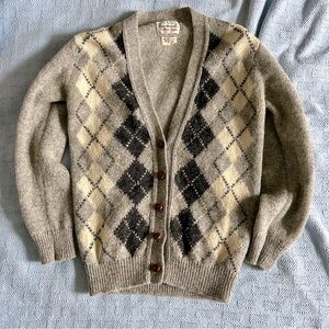 Shetland wool argyle cardigan vintage Sz small preppy librariancore academia